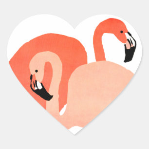 Pink Flamingos Beach Wedding Herz-Aufkleber
