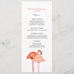 Pink Flamingos Beach Wedding Menü Menükarte