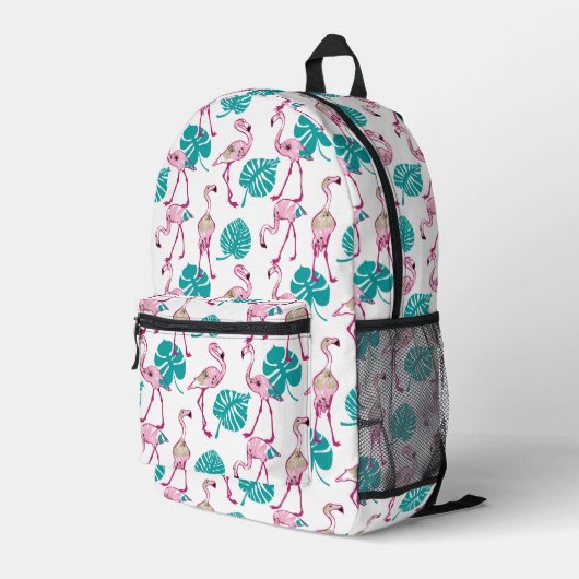Pink Flamingos Bedruckter Rucksack (Rückseitige Ecke Rechts)