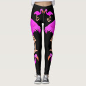 Pink Flamingos Black Leggings - Farbe wählen (Vorderseite)