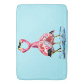 Pink Flamingos Blue Bath Mat Custom Color - Text Badematte (Vorderseite Vertikal)