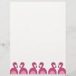 Pink Flamingos Border - Letterhead Stationery