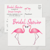 Pink Flamingos Brautparty Tropical Summer Luau Einladungspostkarte (Vorne/Hinten)