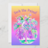 Pink Flamingos Christmas Palm Tree Personalisiert Karte (Vorderseite)
