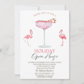 Pink Flamingos Cocktail Holiday Open House Einladung (Vorderseite)
