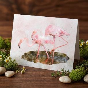 Pink Flamingos Companiship Watercolor Dankeskarte