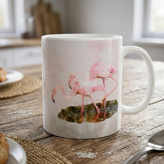 Pink Flamingos Companiship Watercolor Kaffeetasse