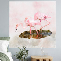 Pink Flamingos Companiship Watercolor