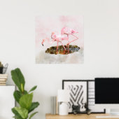 Pink Flamingos Companiship Watercolor Poster (Heimbüro)