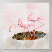 Pink Flamingos Companiship Watercolor Poster (Vorne)