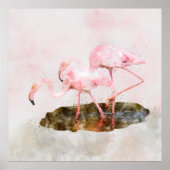 Pink Flamingos Companiship Watercolor Poster (Vorne)