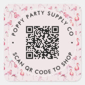 Pink Flamingos Custom QR Code Shop Aufkleber (Vorderseite)