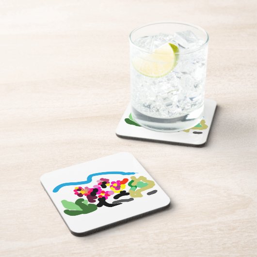 Pink flamingos  dance joy getränkeuntersetzer (Rechte Seite)