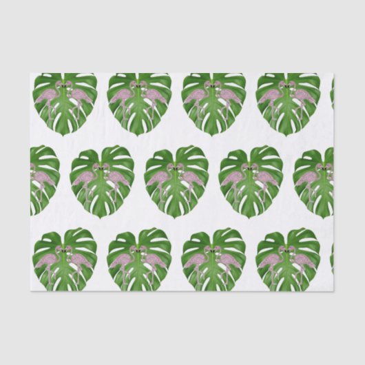 Pink Flamingos Flamingo Monstera Seidenpapier (Vorderseite)