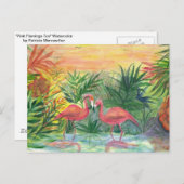 Pink Flamingos Florida Kunst Postkarte (Vorne/Hinten)