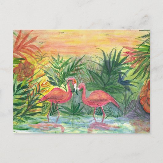 Pink Flamingos Florida Kunst Postkarte (Vorderseite)