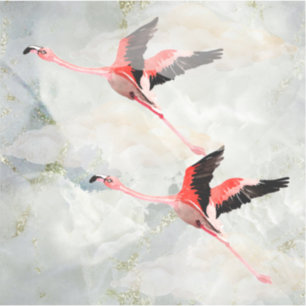 Pink Flamingos Flying Marble Sky Aufkleber