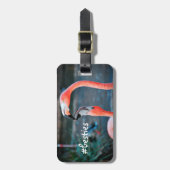 Pink Flamingos Foto Besties Script Stilvoll modern Gepäckanhänger (Vorderseite vertikal)