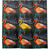 Pink Flamingos Foto Dare to be Different Script Duschvorhang (Vorderseite)
