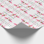 Pink Flamingos Frohe Weihnachtsmuster Geschenkpapier (Ecke)