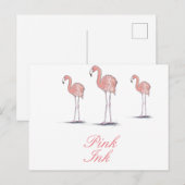 Pink Flamingos Fun Niedlich Zeichnend Postkarte (Vorne/Hinten)