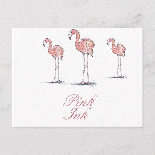 Pink Flamingos Fun Niedlich Zeichnend Postkarte (Vorderseite)