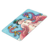 PINK FLAMINGOS GEBÄUDE SNOWMAN, CHRISTMAS MAGNET (Linke Seite)