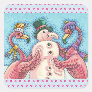 PINK FLAMINGOS GEBÄUDE SNOWMAN CHRISTMAS STICKERS