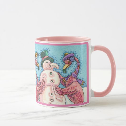 Pink Flamingos Gebäude Snowman CHRISTMAS TASSE (Rechts)