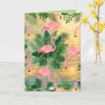 Pink Flamingos Golden Sunset Lagoon Tropical Vibe