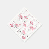 Pink Flamingos Gray Polka Dots Chic Muster Party Serviette (Ecke)