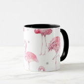Pink Flamingos Gray Polka Dots Chic Muster Tasse (VorderseiteRechts)