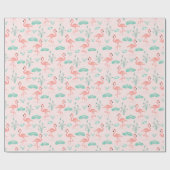 Pink Flamingos Green Palm Blätter Tropical Geschenkpapier (Flach)