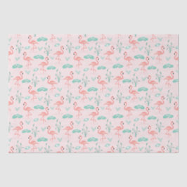 Pink Flamingos Green Palm Blätter Tropical Seidenpapier