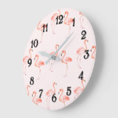 Pink Flamingos Große Wanduhr (Winkel)