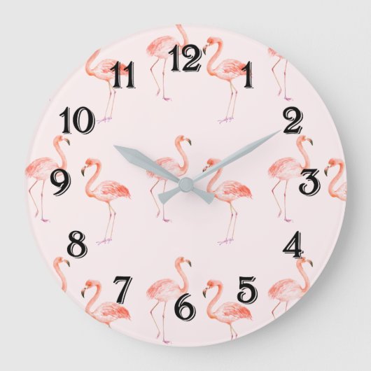 Pink Flamingos Große Wanduhr (Vorderseite)