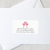 Pink Flamingos Hawaiian Tropical Beach Wedding Adressaufkleber