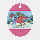 PINK FLAMINGOS HEADH SÜD FÜR WINTER, CHRISTMAS ORNAMENT AUS METALL (Vorderseite)