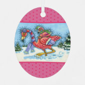 PINK FLAMINGOS HEADH SÜD FÜR WINTER, CHRISTMAS ORNAMENT AUS METALL (Rückseite)