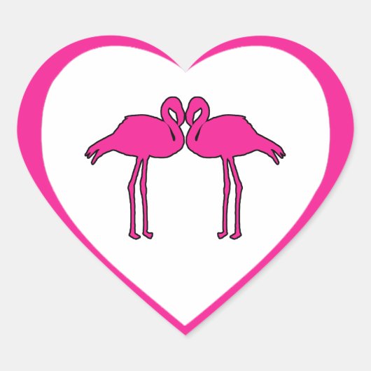 Pink Flamingos Heart Stickers (Vorderseite)