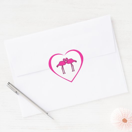 Pink Flamingos Heart Stickers (Umschlag)