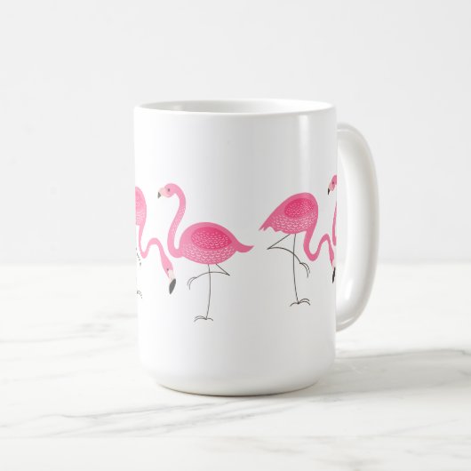 Pink Flamingos Illustration Kaffeetasse (VorderseiteRechts)