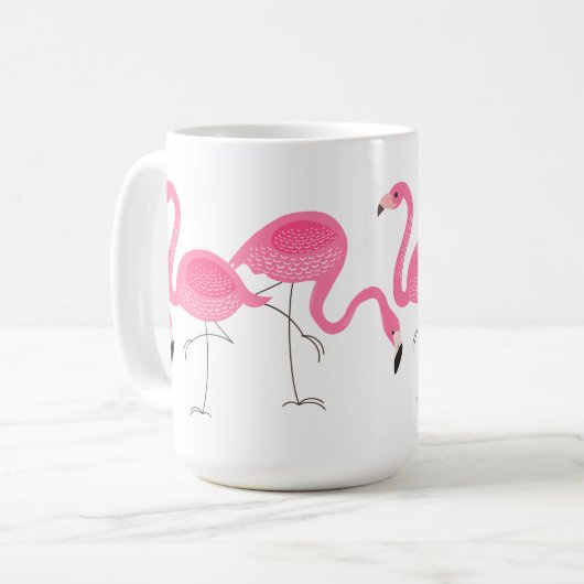 Pink Flamingos Illustration Kaffeetasse (Vorderseite Links)