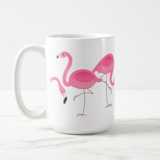 Pink Flamingos Illustration Kaffeetasse (Links)