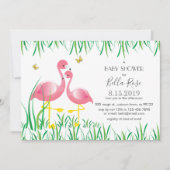 Pink Flamingos Kinderdusche Einladung (Vorderseite)
