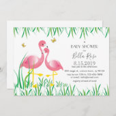 Pink Flamingos Kinderdusche Einladung (Vorne/Hinten)