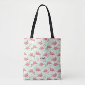 Pink Flamingos, kundenspezifische Monogramm-Tasche Tasche (Vorderseite)