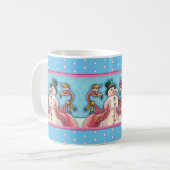 PINK FLAMINGOS MACHEN SNOWMAN, FUNNY CHRISTMAS VÖG KAFFEETASSE (Vorderseite Links)