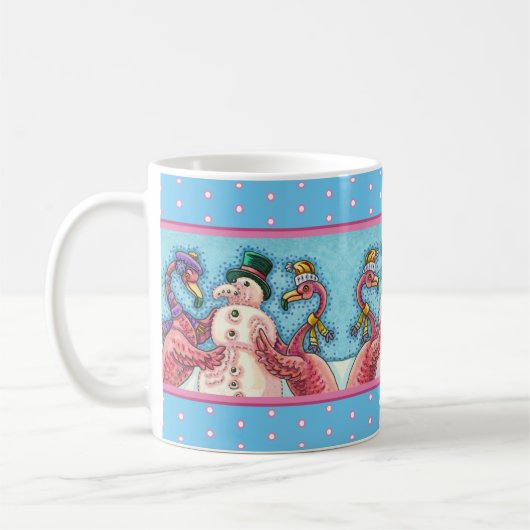 PINK FLAMINGOS MACHEN SNOWMAN, FUNNY CHRISTMAS VÖG KAFFEETASSE (Links)