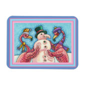PINK FLAMINGOS MACHEN SNOWMAN, FUNNY CHRISTMAS VÖG MAGNET (Horizontal)